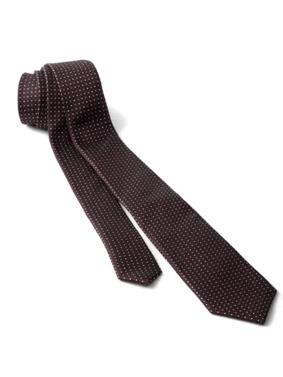 Prada Pattern Silk Tie In Brown