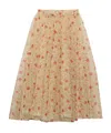 Prada Printed Midi Skirt With Built-in Underskirt In Red