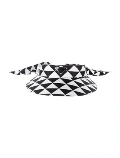 Pre-owned Prada Pattern Visor Hat W/tags In Black