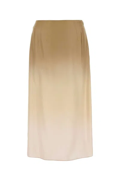 Prada Patterned 100% Silk Skirt In Multicoloured