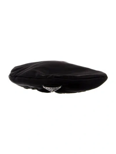 Pre-owned Prada Patterned Beret Hat In Black
