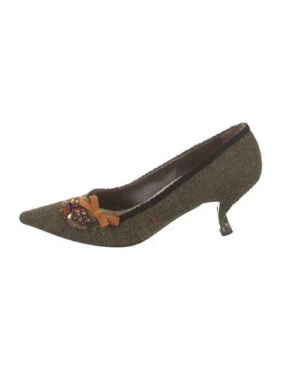 Pre-owned Prada Patterned Bow Accents Pumps In Neutral