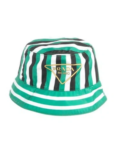 Pre-owned Prada Patterned Bucket Hat In Green