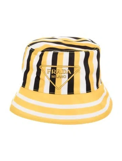 Pre-owned Prada Patterned Bucket Hat In Yellow