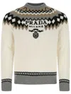 Prada Embroidered Pattern Cashmere Crewneck In Nude
