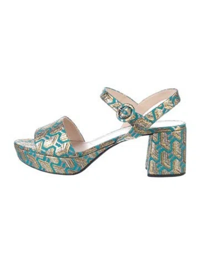Pre-owned Prada Patterned Embroidered Accent Pumps