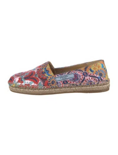 Pre-owned Prada Patterned Espadrilles In Red