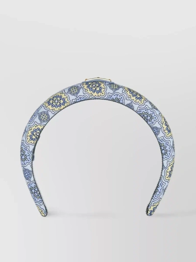 Prada Patterned Fabric Headband Featuring Printed Design In Blue