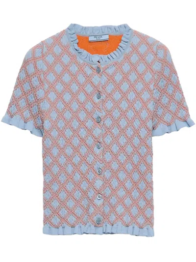 PRADA PATTERNED-JACQUARD CARDIGAN