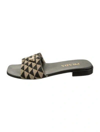 Pre-owned Prada Patterned Mules In Black