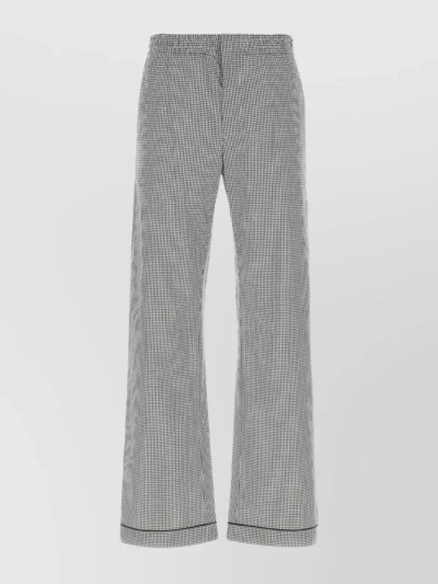 Prada Patterned Poplin Wide-leg Pants In Grey