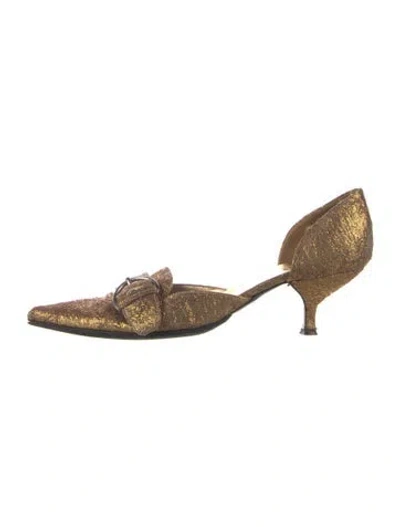 Pre-owned Prada Patterned Pumps In Gold/metallic