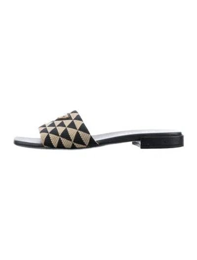 Pre-owned Prada Patterned Slides In Black