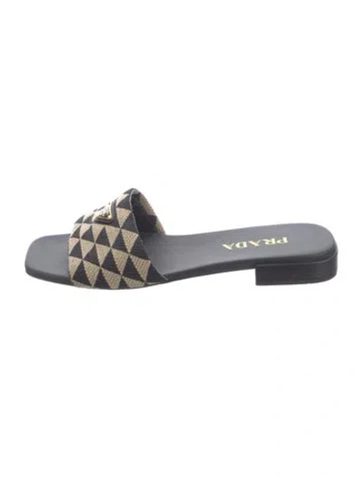 Pre-owned Prada Patterned Slides In Blue