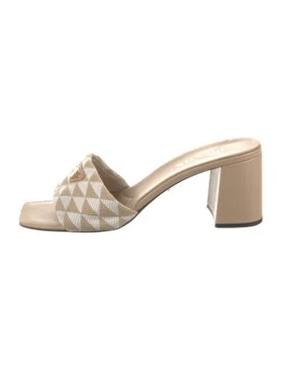 Pre-owned Prada Patterned Slides In Brown/neutrals