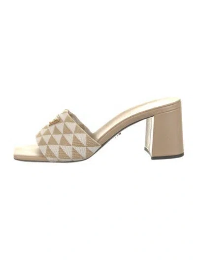 Pre-owned Prada Patterned Slides In Neutrals