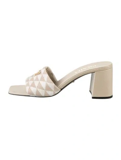 Pre-owned Prada Patterned Slides In Neutrals
