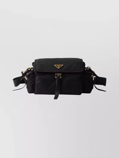 Prada Pattina Crossbody Bag Adjustable Strap In Black