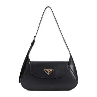 Prada Black Pattina Nappa Calf Leather Shoulder Bag
