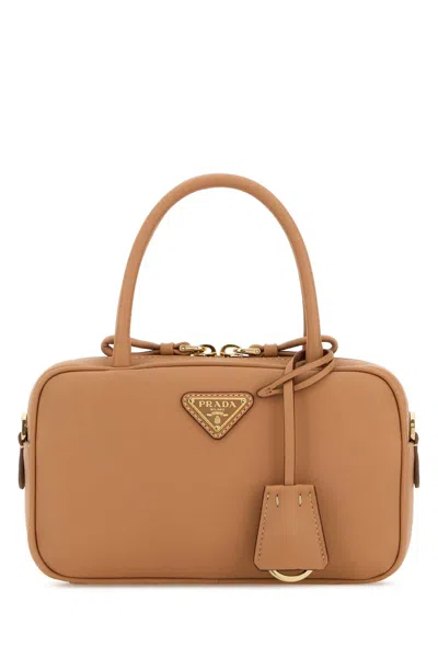Prada Peach Leather Handbag In Neutral