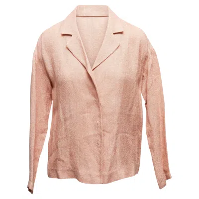 Pre-owned Prada Peach Lightweight Woven Blazer Size It 38 With Notched Lapel In Sand