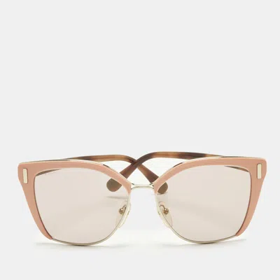 Pre-owned Prada Peach/tortoise Brown Gradient Spr 56t Butterfly Sunglasses In Orange
