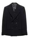Prada Peak-lapel Triangle-logo Jacket In Blue