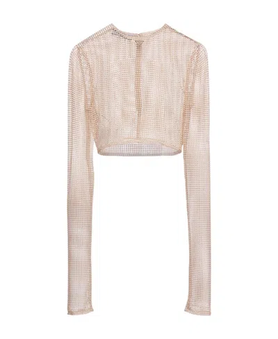 PRADA PRADA ALL-OVER BEAD EMBELLISHED CROPPED TOP