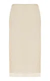 Prada Pearl-embroidered Mesh Midi Skirt In Neutral
