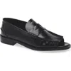 Prada Peep Toe Loafer In Black