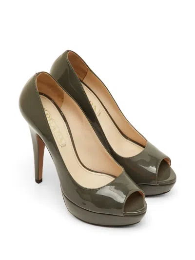 Pre-owned Prada Peep-toe Platform Pumps In Green