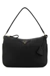 Prada Black Leather Medium Shoulder Bag In Black