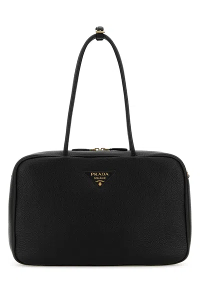 Prada Triangle Bag In Grained Leather In Black