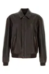 Prada Dark Brown Solid Jacket In Brown