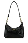 Prada Fabric Re-edition Shoulder Bag With Sequin Embellishment In Black