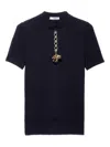 Prada Pendant-embellishment Ribbed Sweater In Blue