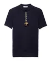 Prada Pendant-embellishment Ribbed Sweater In Blue