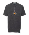 Prada Pendant-embellishment Short-sleeve Sweater In Gray
