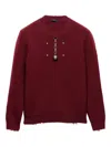Prada Wool Crew-neck Sweater With Pendant In Brown
