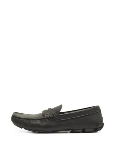 Pre-owned Prada Penny Leather Loafers In Black