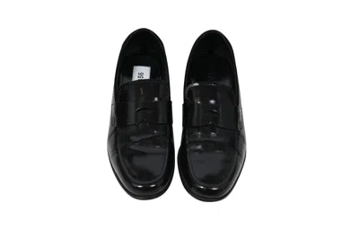 Pre-owned Prada Penny Loafers Black Leather Slip On Shoes - 01356