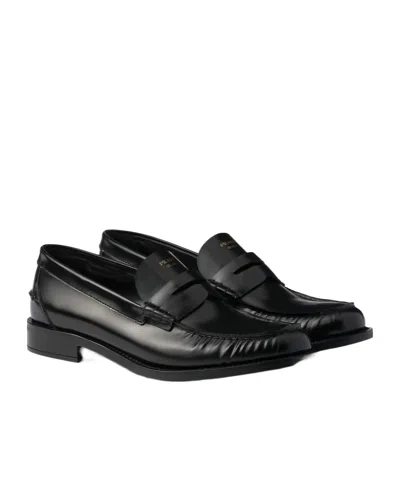 PRADA PENNY-STRAP LEATHER LOAFERS