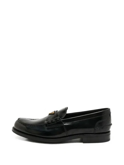 Pre-owned Prada Penny-strap Loafers In Black
