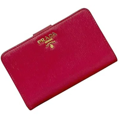 Pre-owned Prada Peonia Pink Leather Wallet (bi-fold) () In Peonia, Pink
