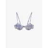 Prada Womens Light Blue Peony-print Fitted Nylonette Bra In Light Blue