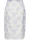 Prada Peony Print Nylonette Skirt Clothing In Blue