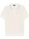 Prada Triangle Logo Perforated Polo T-shirt In White