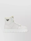 PRADA PERFORATED HIGH-TOP LEATHER SNEAKERS