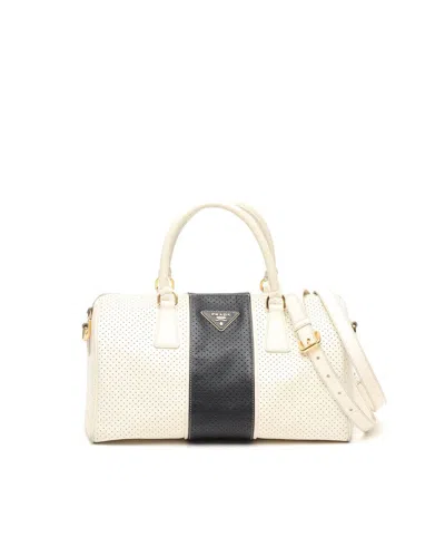 Prada Perforated Saffiano Bowler Bag In Multi