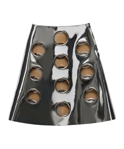 PRADA PRADA METALLIC-EFFECT A-LINE MIDI SKIRT